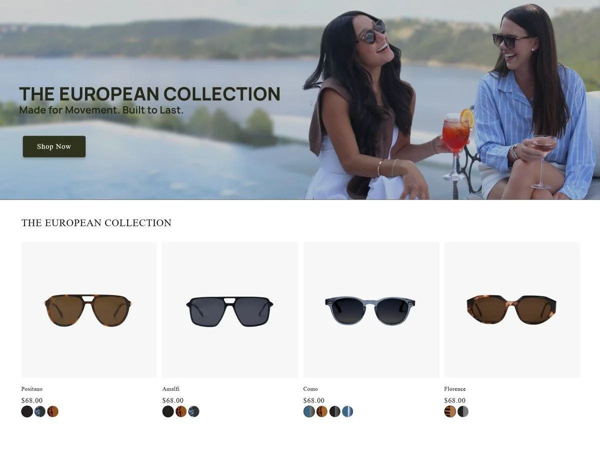 Startseite des Onlineshops von SOL Eyewear